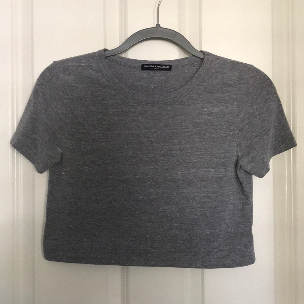 Heather Gray Brandy Melville Cropped Tee